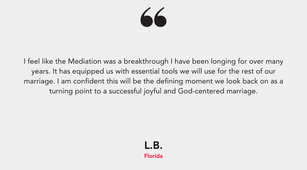 A testimonial about meditation being a breakthrough, aiding a joyful, God-centered marriage. From L.B. in Florida.