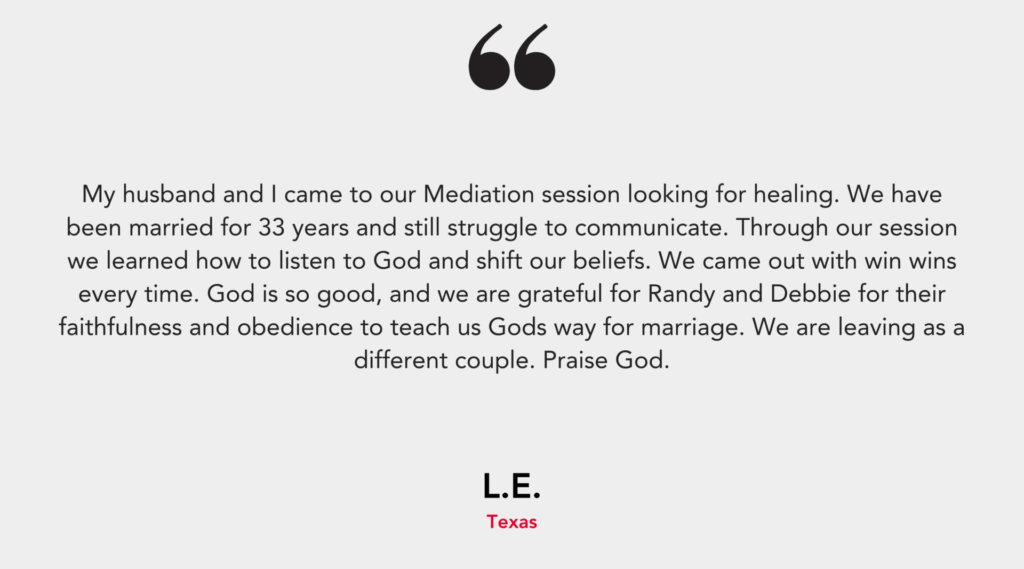 A couple from Texas praises a mediation session for helping them communicate better after 33 years of marriage.