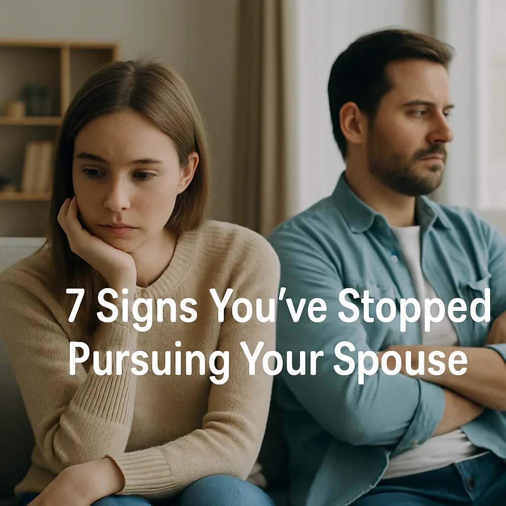 A couple appears distant and the text discusses signs of neglect in pursuing a spouse, related to articles on marriage.